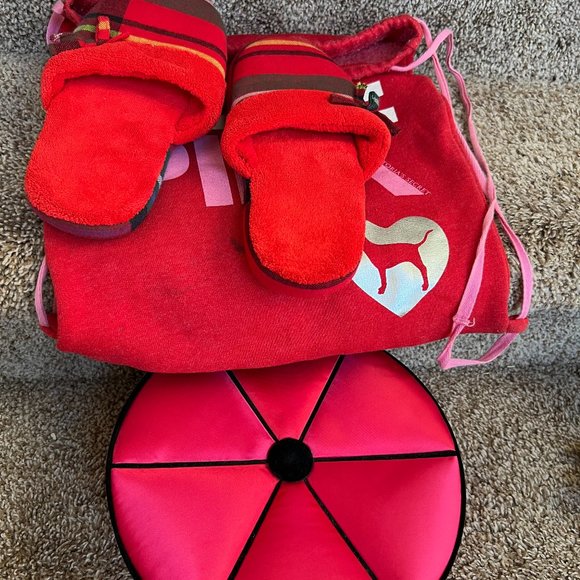 Victoria's Secret Women's Pink Slippers, Backpack and Storage Box Lot. - Picture 1 of 16